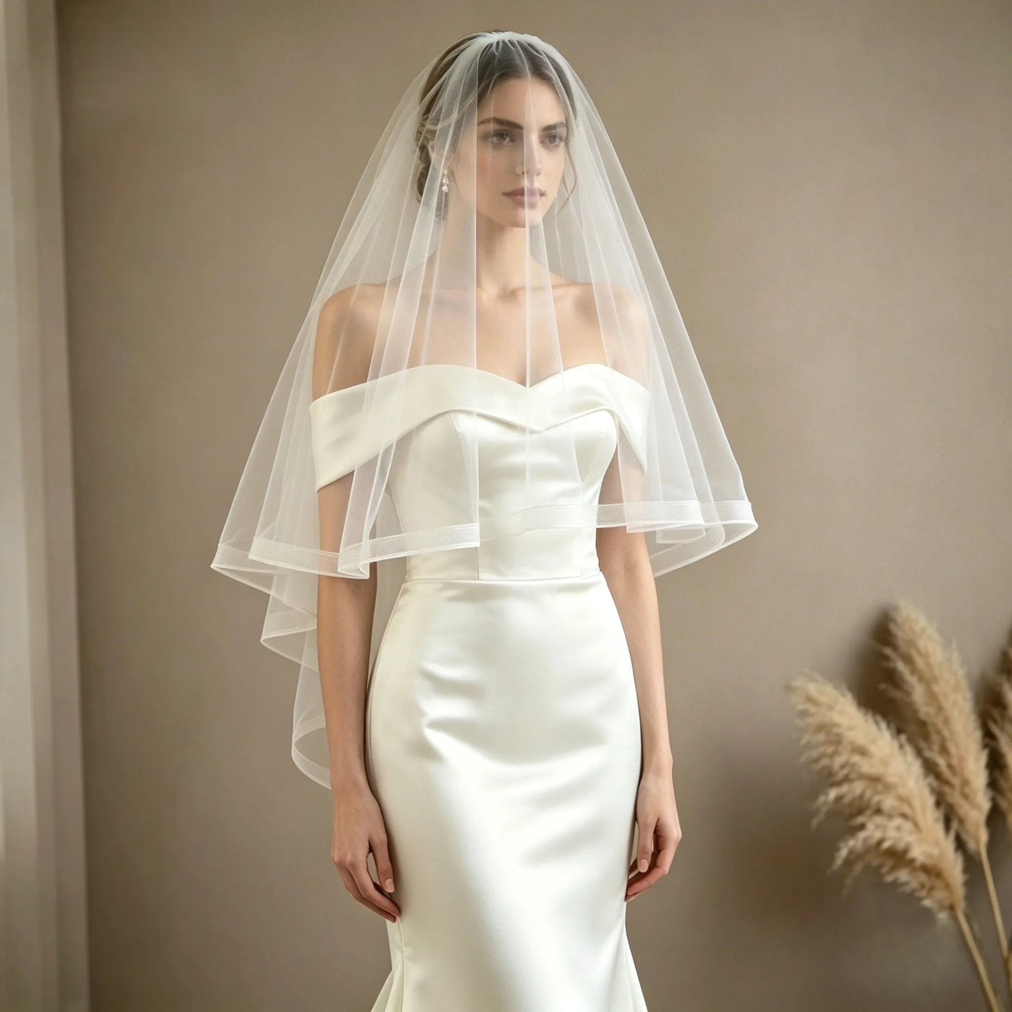 2Layer Classic Wedding Veil The veil features a delicate baby hem White Ivory Soft Tulle Blusher Whit Comb Bridal Accessory G69
2Layer Classic Wedding Veil The veil features a delicate baby hem White Ivory Soft Tulle Blusher Whit Comb Bridal Accessory G69
