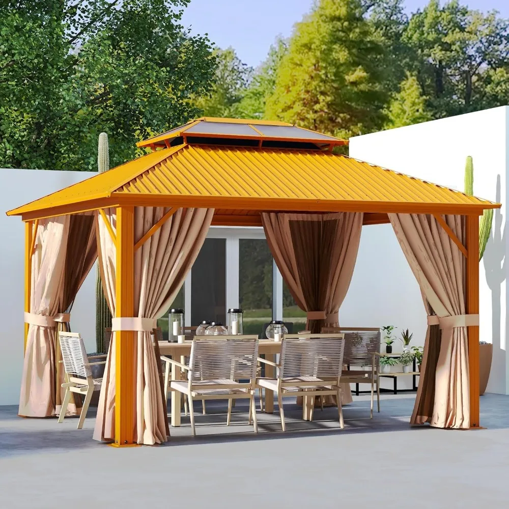 Hardtop Gazebo 10x12ft, Outdoor Polycarbonate and Galvanized Dual-Layer Roof Canopy, Aluminum Frame Permanent Pavilion with Net
Hardtop Gazebo 10x12ft, Outdoor Polycarbonate and Galvanized Dual-Layer Roof Canopy, Aluminum Frame Permanent Pavilion with Net