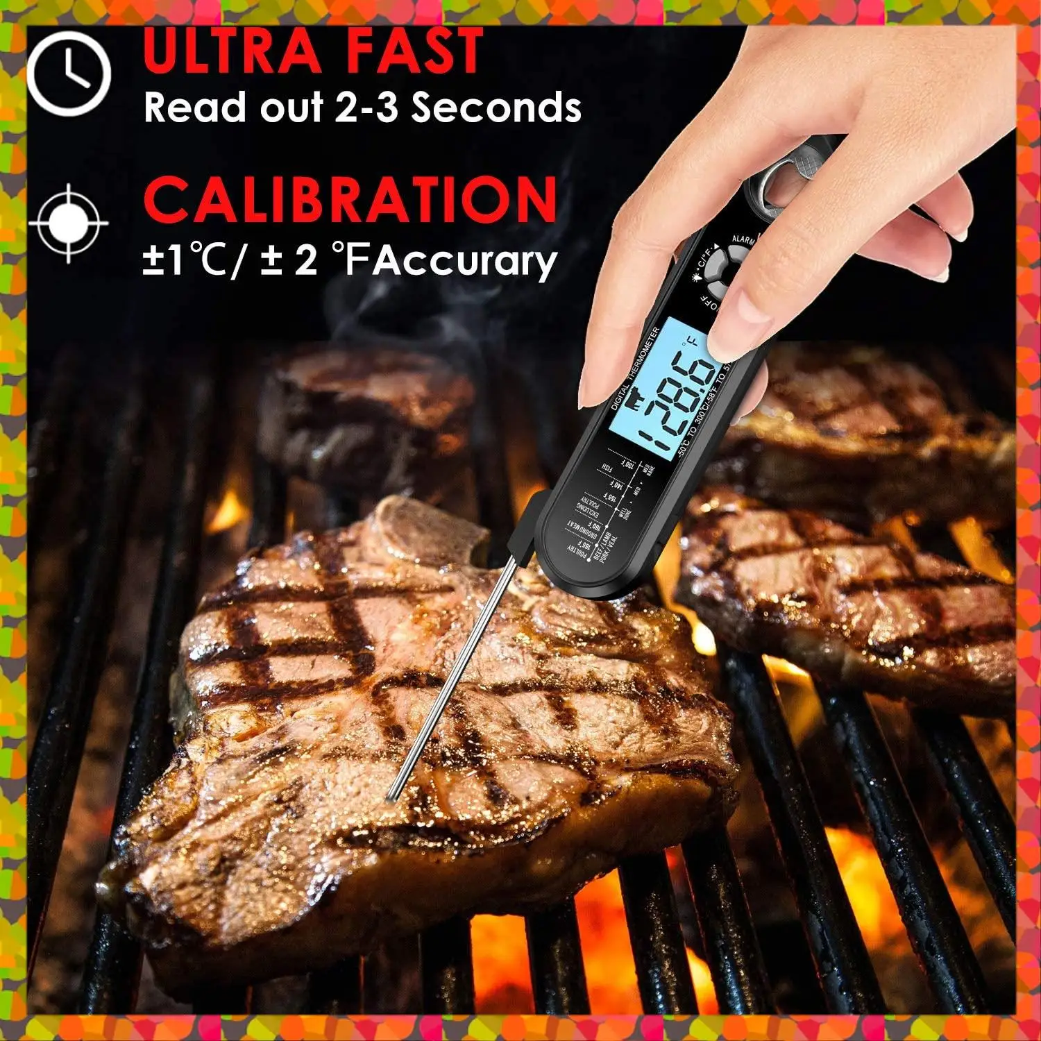Promotion! Meat Thermometer Dual Probe Instant Read Food Meat Thermometers For Cooking With Alarm Function And Backlight
Promotion! Meat Thermometer Dual Probe Instant Read Food Meat Thermometers For Cooking With Alarm Function And Backlight