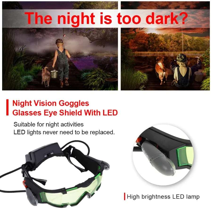 Night Vision Goggles Night Vision Glasses Adjustable Camping Gear Gadgets Light Up Green Goggles for Role Play Costume
Night Vision Goggles Night Vision Glasses Adjustable Camping Gear Gadgets Light Up Green Goggles for Role Play Costume