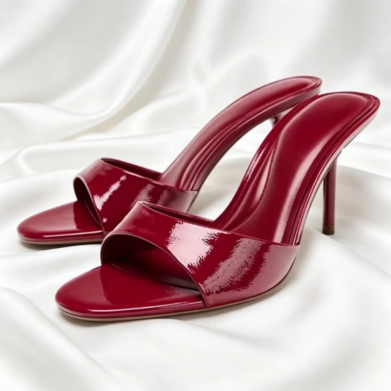 Red Patent Leather Mules Sandals Women Elegant Round-Toe Open-Toe Stiletto Slide Sandal Luxury Party Designer Shoe Zapatos Mujer
Red Patent Leather Mules Sandals Women Elegant Round-Toe Open-Toe Stiletto Slide Sandal Luxury Party Designer Shoe Zapatos Mujer