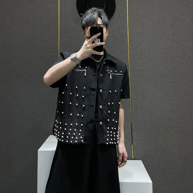 Men's Luxury Pearl Beaded Short Sleeve Shirt Designer Streetwear Trendy Button Down Top
Men's Luxury Pearl Beaded Short Sleeve Shirt Designer Streetwear Trendy Button Down Top