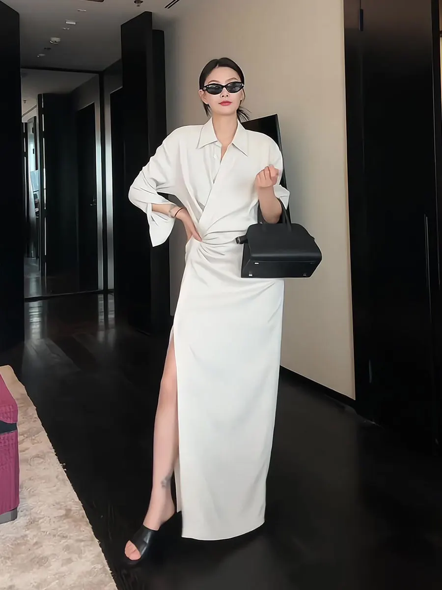 Minimalist Style Long Sleeve Shirt Dress Collar Asymmetrical Zipper Waist Pleated Women's Summer New Arrival Dress
Minimalist Style Long Sleeve Shirt Dress Collar Asymmetrical Zipper Waist Pleated Women's Summer New Arrival Dress