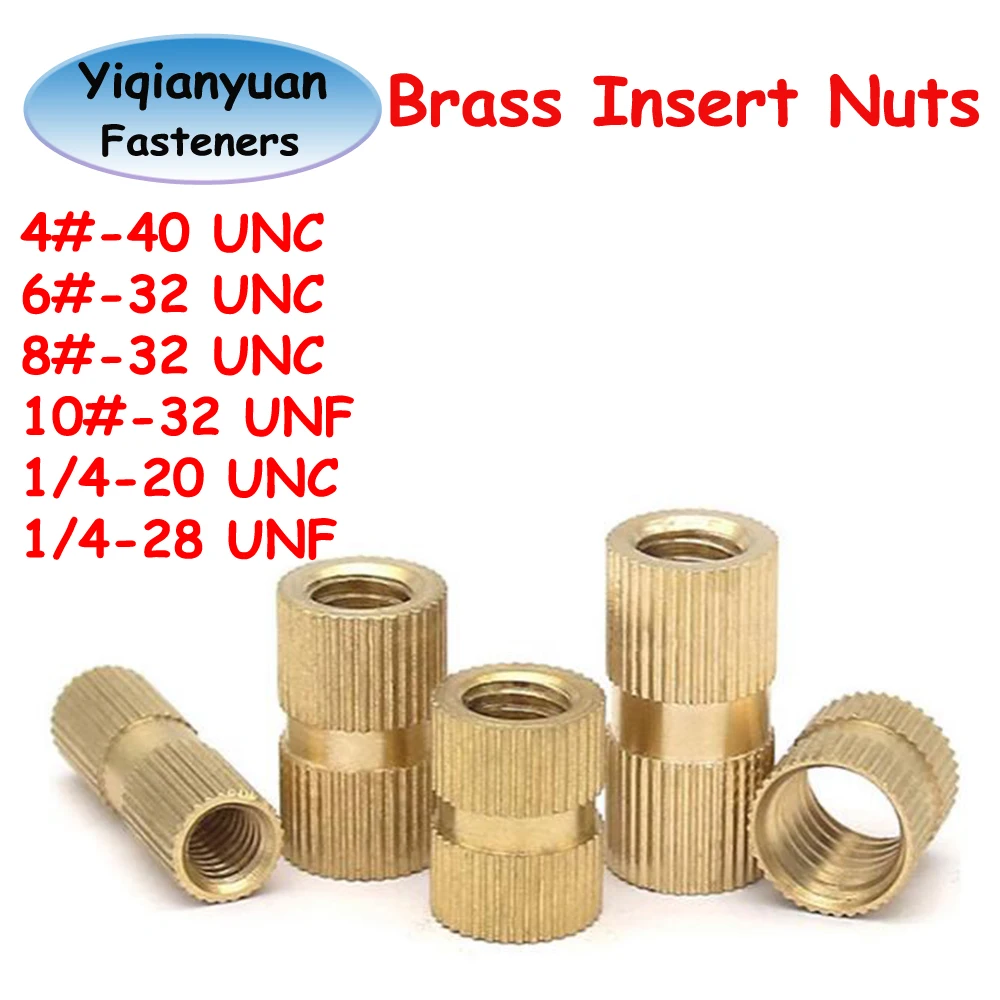 Yiqianyuan 4# 6# 8# 10# 1/4 UNC UNF Brass Hot Melt Knurled Insert Nut Injection Molding Copper Embedded Nutsert Through Hole
Yiqianyuan 4# 6# 8# 10# 1/4 UNC UNF Brass Hot Melt Knurled Insert Nut Injection Molding Copper Embedded Nutsert Through Hole