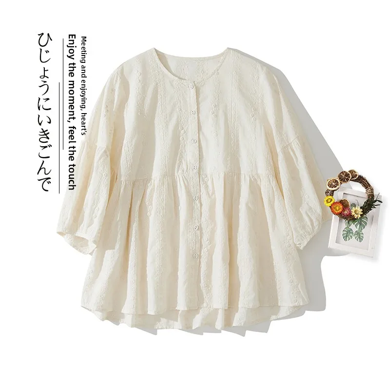 Новинка: Женская хлопковая футболка в корейском стиле с круглым вырезом, вышивкой, пышными рукавами и эффектом кукольного топа, однотонная, летняя
Новинка: Женская хлопковая футболка в корейском стиле с круглым вырезом, вышивкой, пышными рукавами и эффектом кукольного топа, однотонная, летняя