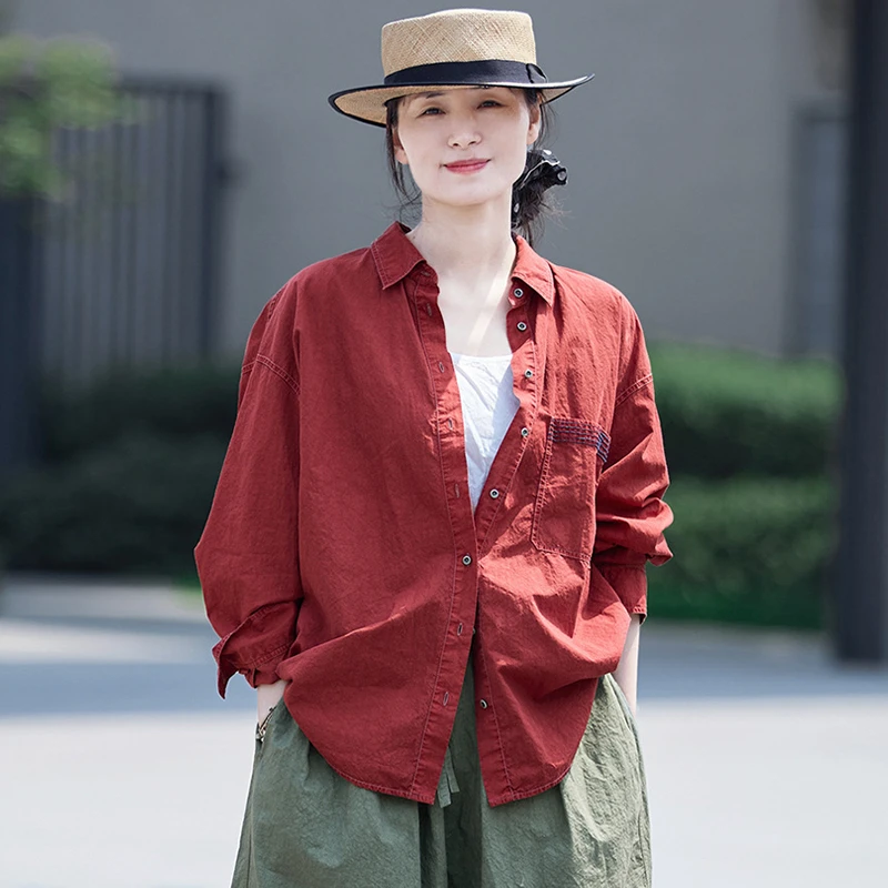 100% Cotton Women Long Sleeve Shirt New Arrival 2025 Autumn Vintage Style Turn-down Collar Loose Female Red Tops Shirts M1831
100% Cotton Women Long Sleeve Shirt New Arrival 2025 Autumn Vintage Style Turn-down Collar Loose Female Red Tops Shirts M1831