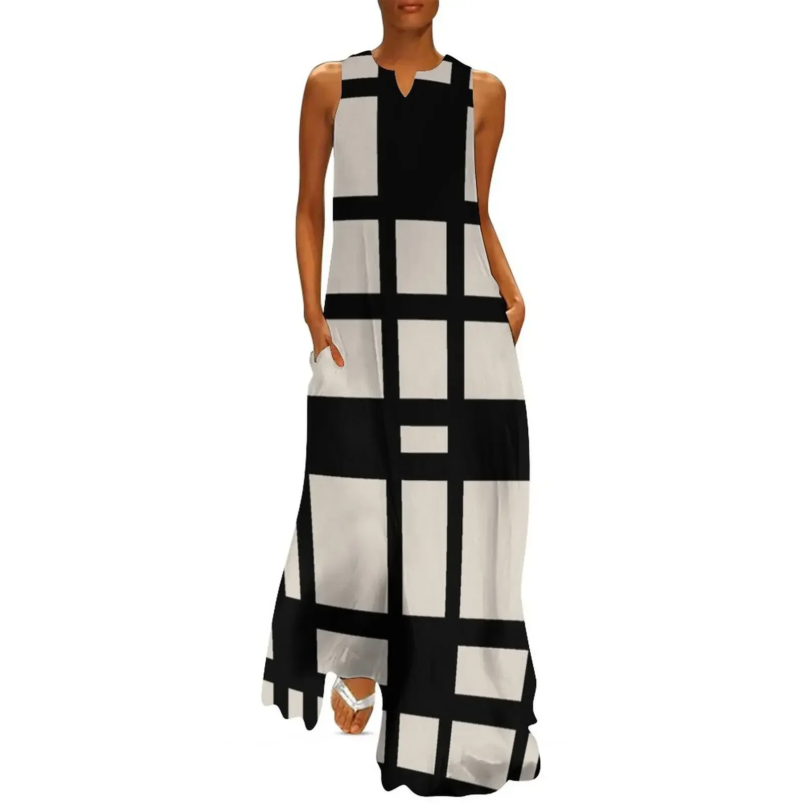 Abstract Grid Pattern 722 Black and Linen White Long Dress Dresses summer dress daily dress korean style
Abstract Grid Pattern 722 Black and Linen White Long Dress Dresses summer dress daily dress korean style