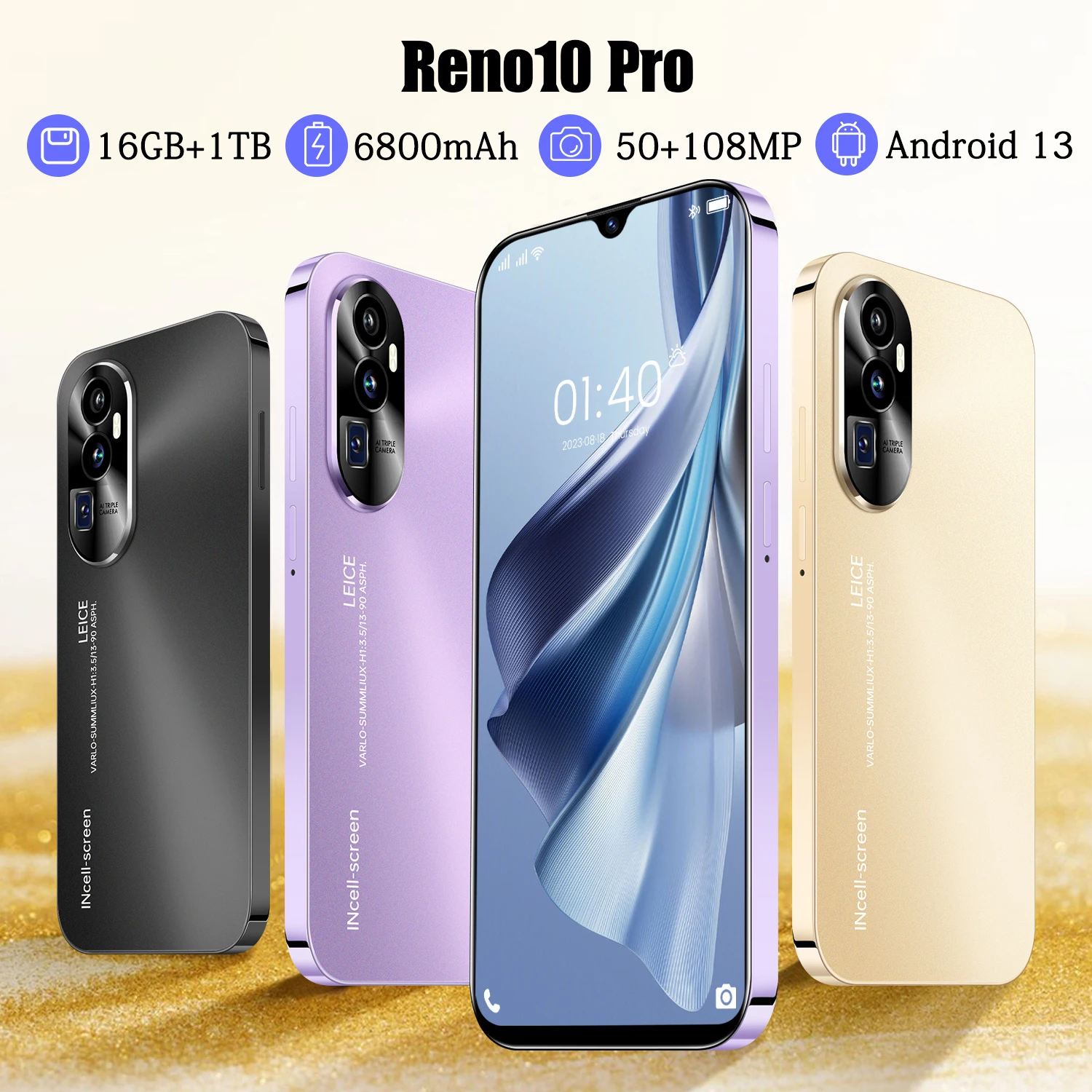 Original Brand New Reno10 Pro Smartphone 6.8 Inch Full Screen 4G 5G Cell Phone 6800mAh Mobile Phones 16GB+1TB Global Version
Original Brand New Reno10 Pro Smartphone 6.8 Inch Full Screen 4G 5G Cell Phone 6800mAh Mobile Phones 16GB+1TB Global Version