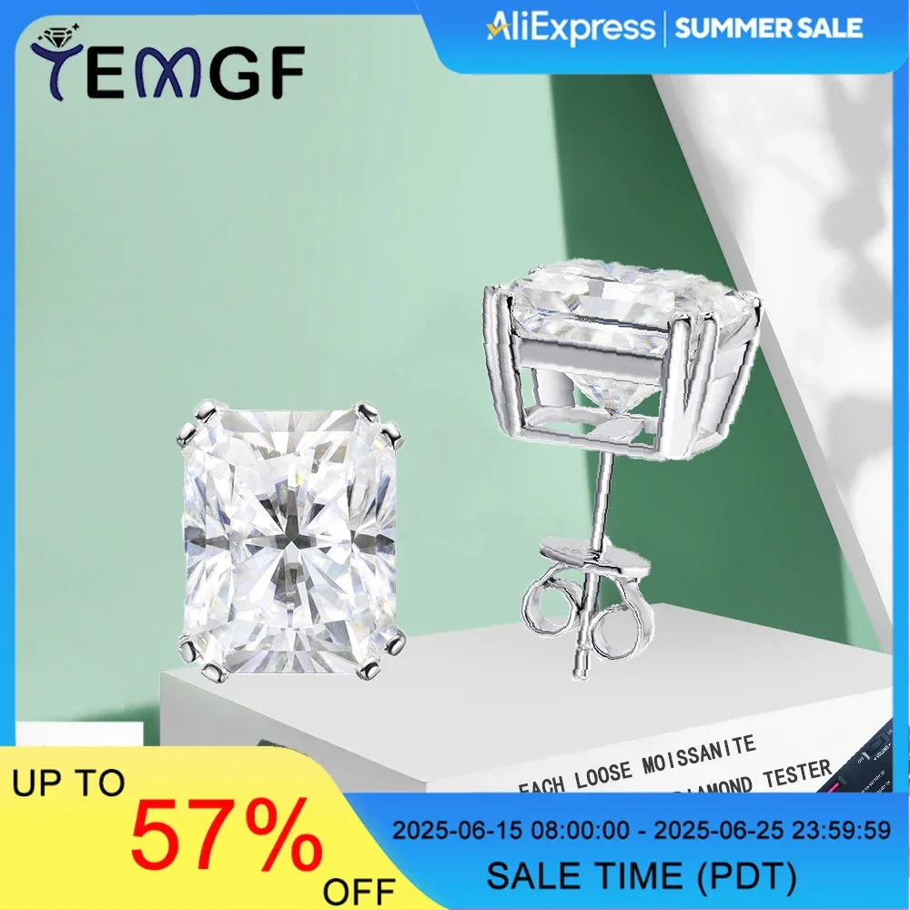 TEMGF 8*10mm Moissanite Ear Studs Raytheon Cut With GRA S925 Sterling Silver Holder for Women Classic Fashion Fine Jewelry Gifts
TEMGF 8*10mm Moissanite Ear Studs Raytheon Cut With GRA S925 Sterling Silver Holder for Women Classic Fashion Fine Jewelry Gifts