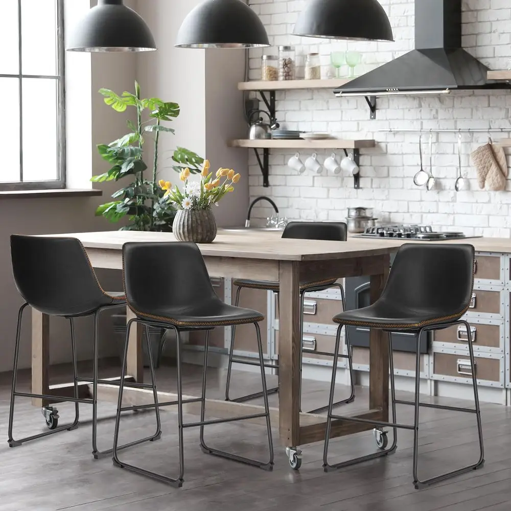 26 Inch Counter Height Bar Stools Set of 4, Modern Faux Leather High Barstools with Back and Metal Leg, Bar Chairs for Kitchen
26 Inch Counter Height Bar Stools Set of 4, Modern Faux Leather High Barstools with Back and Metal Leg, Bar Chairs for Kitchen