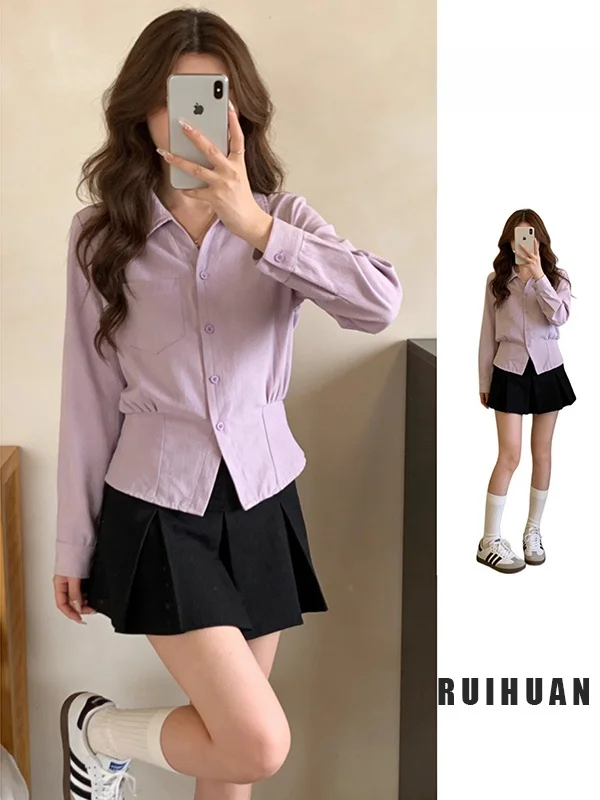 Stylish Purple Long Sleeve Women's Shirt Waist Cinched Shoulder Fit Spring Summer New Arrival plus Size Anti-Aging Top
Stylish Purple Long Sleeve Women's Shirt Waist Cinched Shoulder Fit Spring Summer New Arrival plus Size Anti-Aging Top