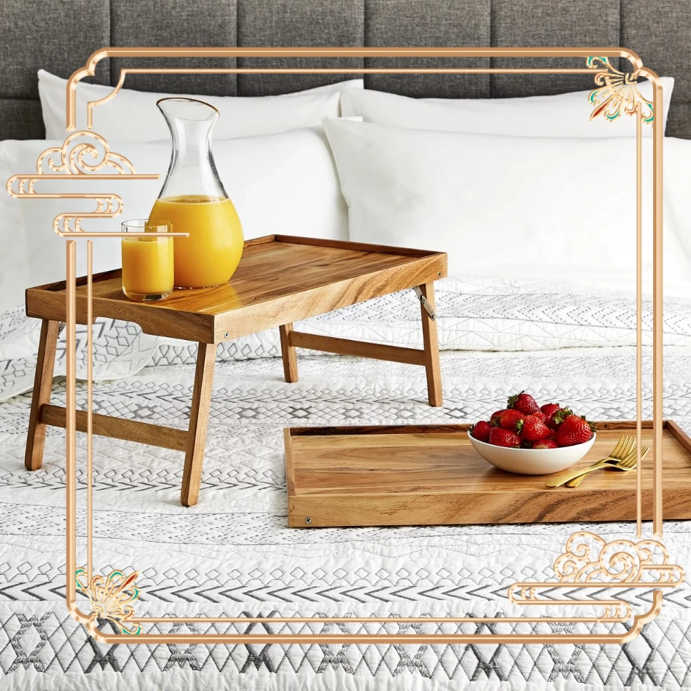 Acacia Wood Rectangular Bed Tray with Stand in Natural Finish Brown, One Size
Acacia Wood Rectangular Bed Tray with Stand in Natural Finish Brown, One Size