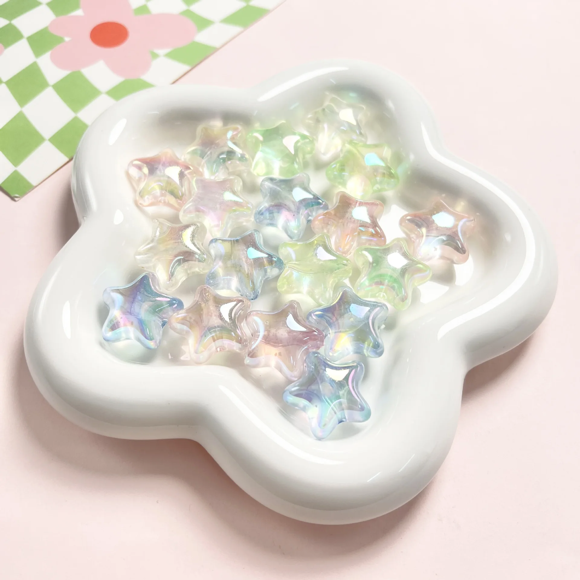 Trendy New 60pcs 22mm Transaprent Colorful Cute Star Beads Plastic Acrylic Beading Material Glow in Dark Luminous Loose Ornament
Trendy New 60pcs 22mm Transaprent Colorful Cute Star Beads Plastic Acrylic Beading Material Glow in Dark Luminous Loose Ornament