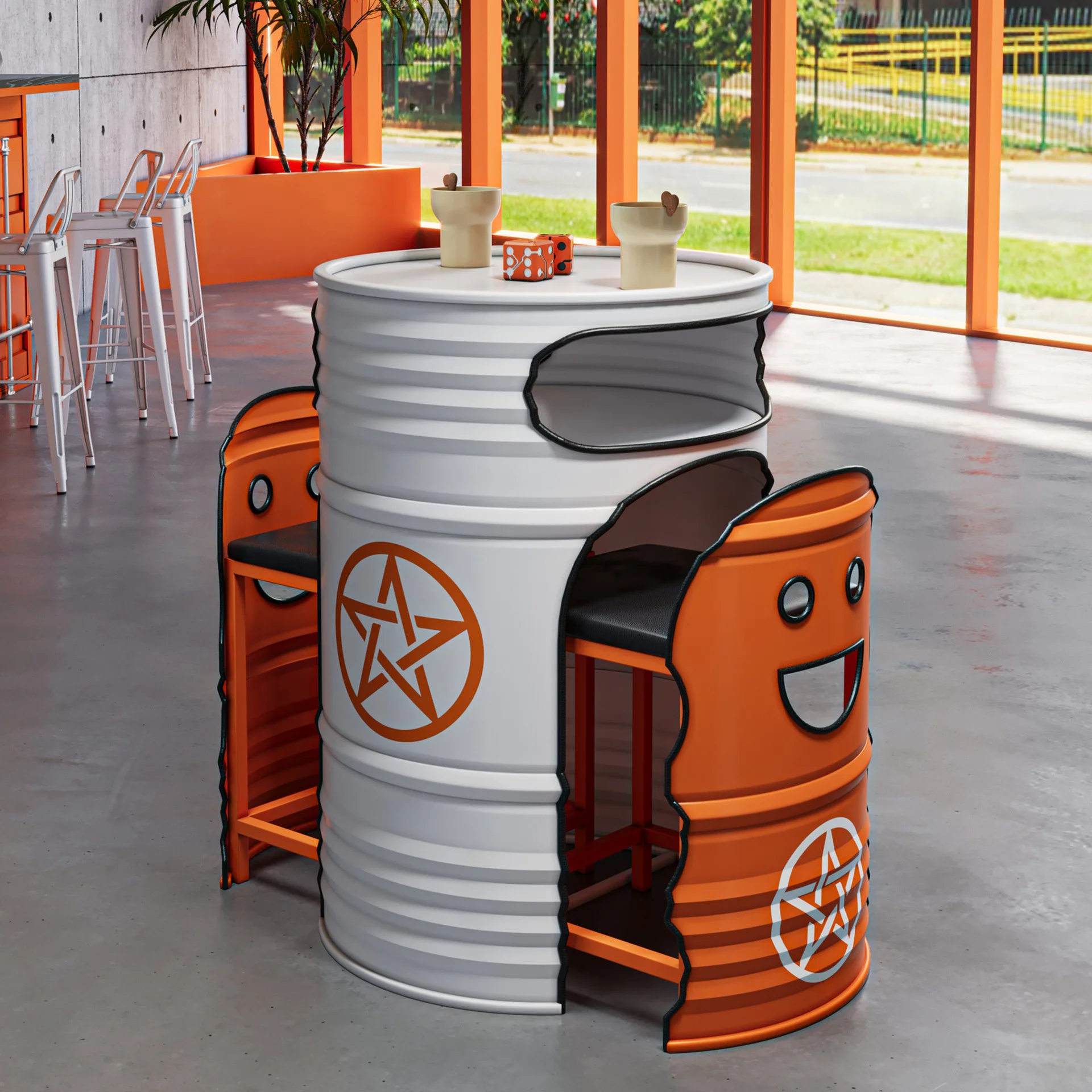 Industrial Style Creative Barrel Table & Chair Set, Cartoon Metal Bar Stool for Cafe Bar
Industrial Style Creative Barrel Table & Chair Set, Cartoon Metal Bar Stool for Cafe Bar