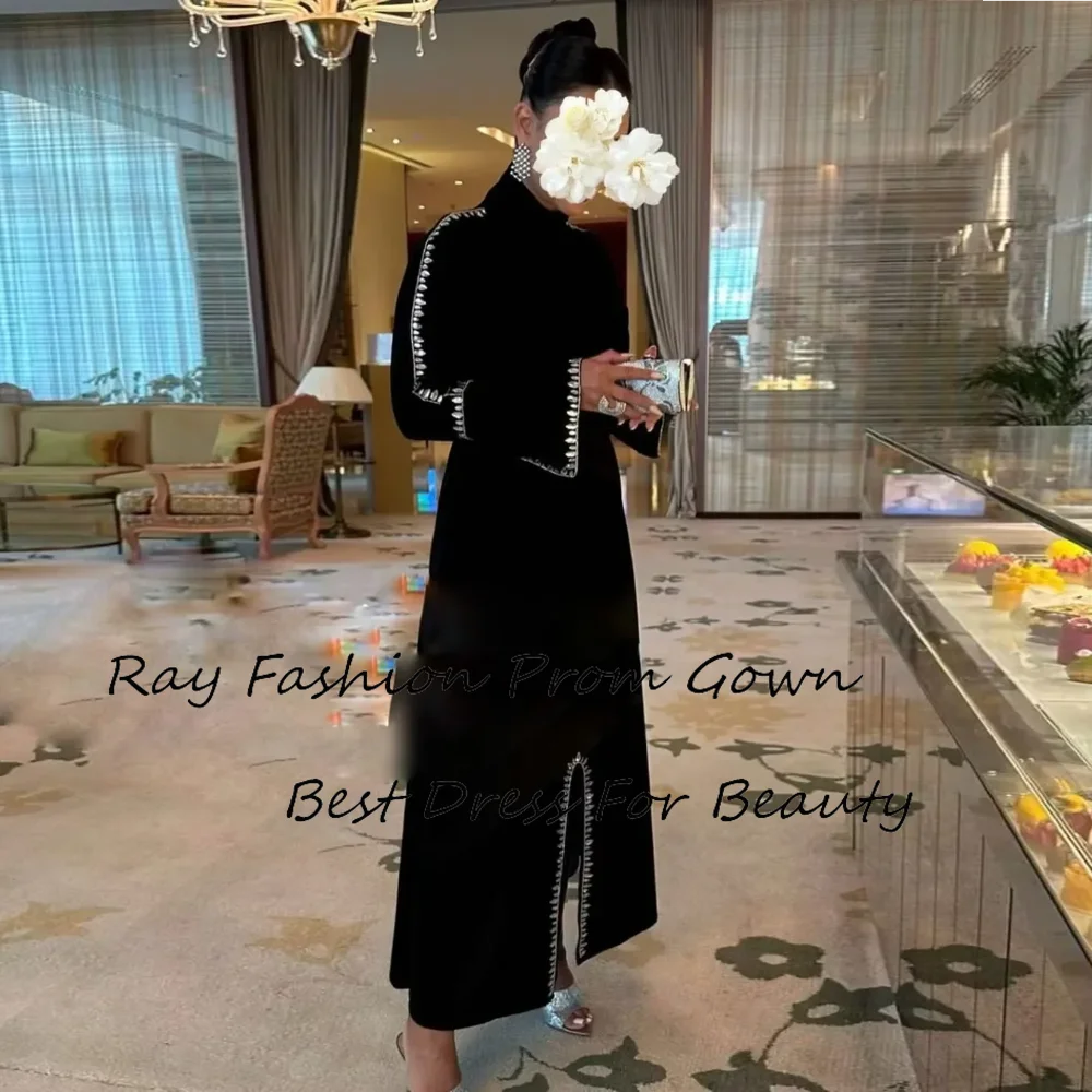 Ray Fashion Saudi Arabia Prom Dress High Neck Long Sleeves Evening Gowns Pleated Beads Crystals Front Split For Formal Occasion
Ray Fashion Saudi Arabia Prom Dress High Neck Long Sleeves Evening Gowns Pleated Beads Crystals Front Split For Formal Occasion