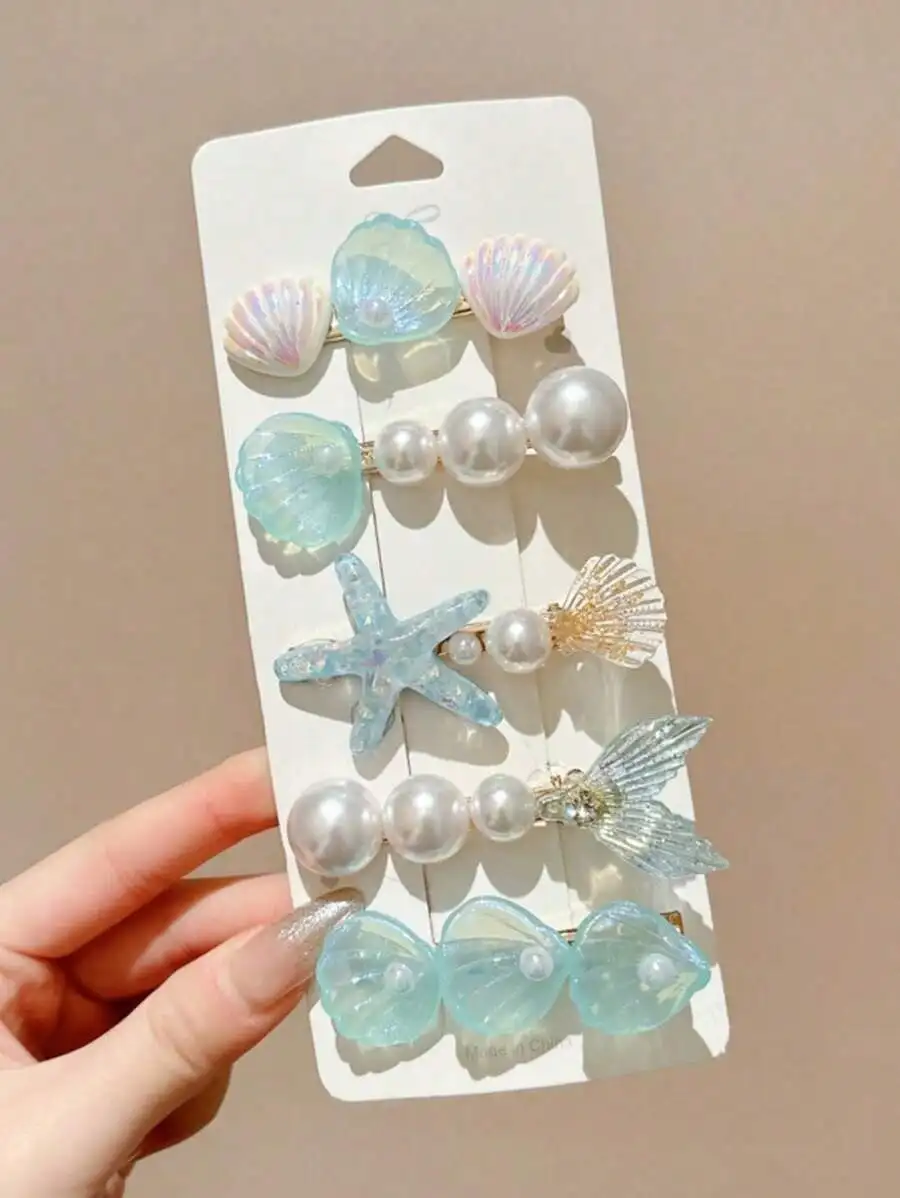 5pcs Women Blue Starfish & Seashell Tail Hair Clips, Ocean Theme Hair Accessories Suitable Daily Use ,Flat Claw Clip, Alligator Hair Clip, Hair Slide, Hair Claws
5pcs Women Blue Starfish & Seashell Tail Hair Clips, Ocean Theme Hair Accessories Suitable Daily Use ,Flat Claw Clip, Alligator Hair Clip, Hair Slide, Hair Claws