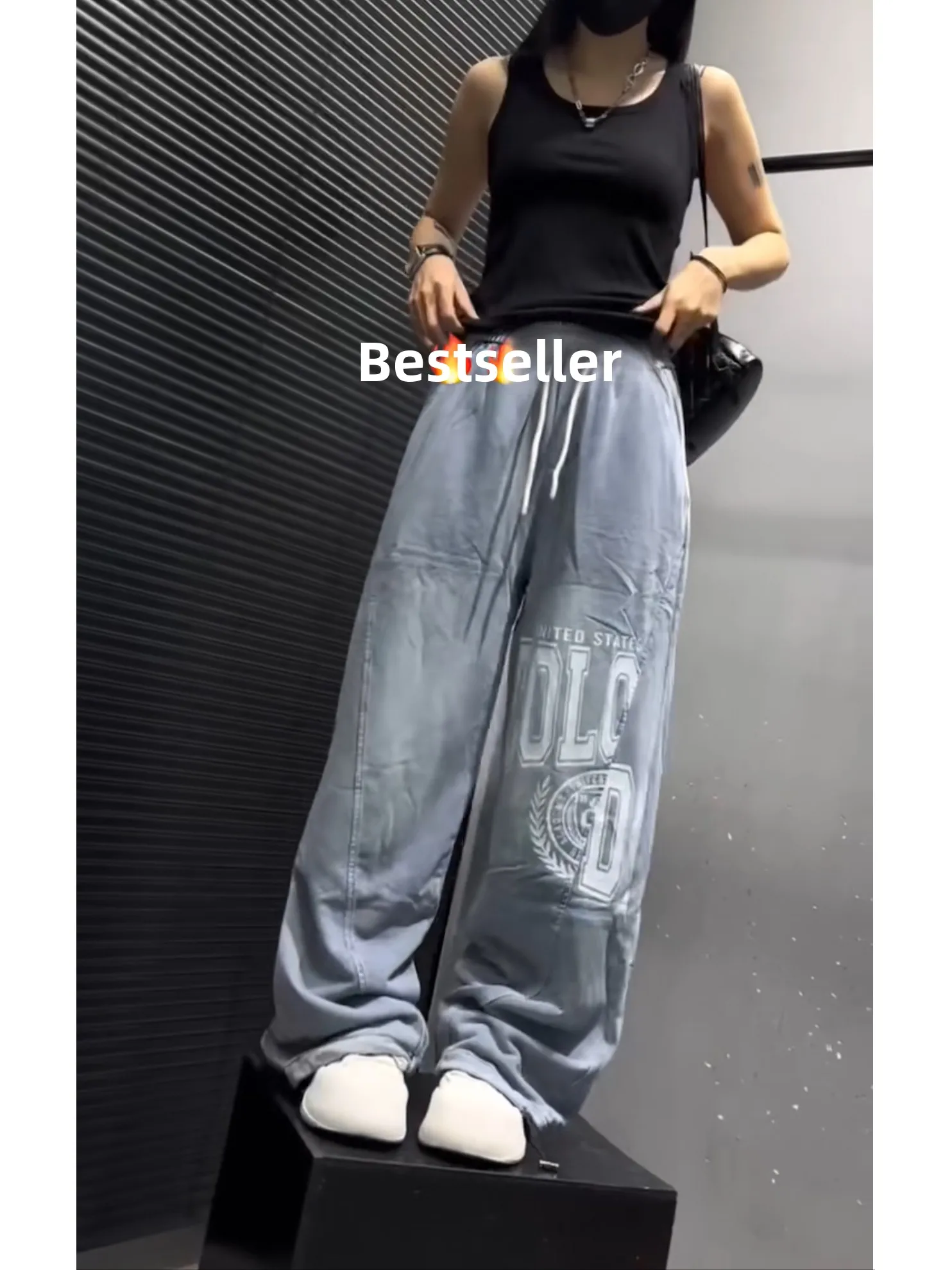 Women's Casual Cotton Jeans Summer 2026 New Style Letter Print Drawstring Elastic Waist Washed Denim Straight Leg Trousers
Women's Casual Cotton Jeans Summer 2026 New Style Letter Print Drawstring Elastic Waist Washed Denim Straight Leg Trousers