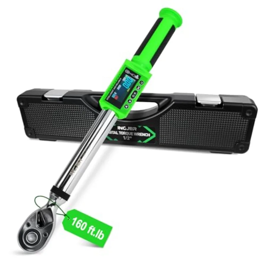UPGRADE 1/2 Inch Drive Digital Torque Wrench 8-160FT-LB/10-220N.M Torque Range Accurate to 2% Electric Torque Wrench with Buzze
UPGRADE 1/2 Inch Drive Digital Torque Wrench 8-160FT-LB/10-220N.M Torque Range Accurate to 2% Electric Torque Wrench with Buzze