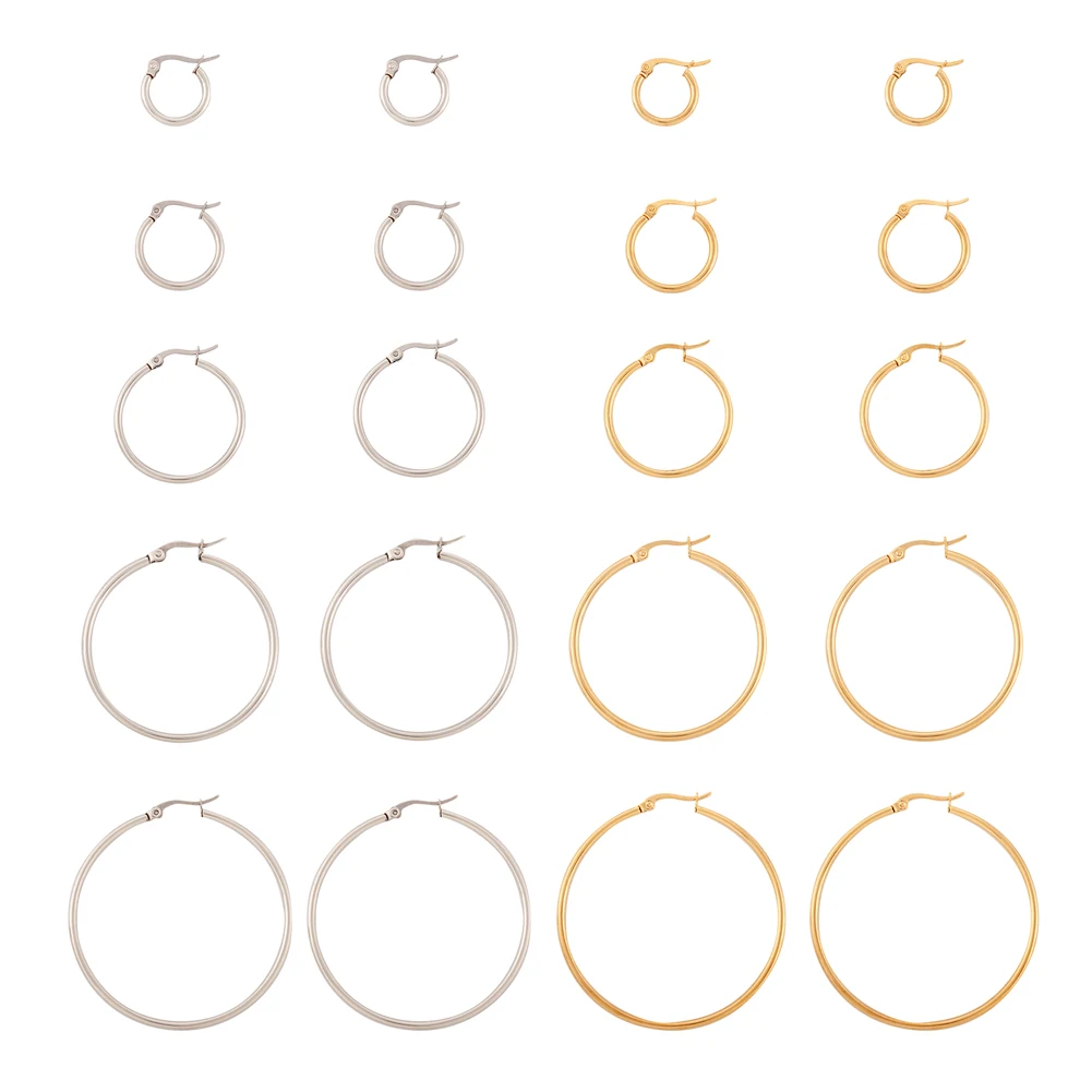Pandahall 10 Pairs 304 Stainless Steel Hoop Earrings Big Circle Earrings Round Ring Shape for Women Girls Earring Jewelry
Pandahall 10 Pairs 304 Stainless Steel Hoop Earrings Big Circle Earrings Round Ring Shape for Women Girls Earring Jewelry