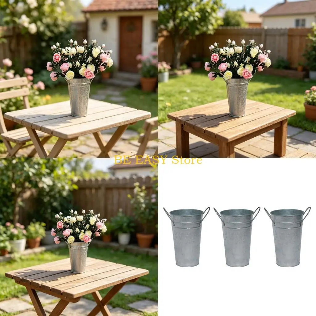 E28F Iron Flower Vase Tall Wrought Iron Planter Farmhouse Vase Bucket Flower Stand
E28F Iron Flower Vase Tall Wrought Iron Planter Farmhouse Vase Bucket Flower Stand