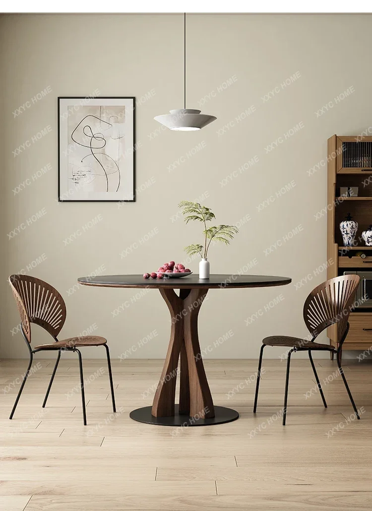 Dota black walnut retro solid wood round dining table simple pure black Deli Feng rock slab round table dining table
Dota black walnut retro solid wood round dining table simple pure black Deli Feng rock slab round table dining table