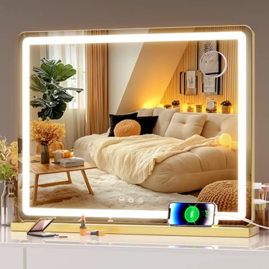 Vanity Mirror with Lights, 22.8" x 18" LED Makeup Mirror, Lighted Makeup Mirror with Dimmable 3 Modes, Touch Screen Control Van
Vanity Mirror with Lights, 22.8" x 18" LED Makeup Mirror, Lighted Makeup Mirror with Dimmable 3 Modes, Touch Screen Control Van