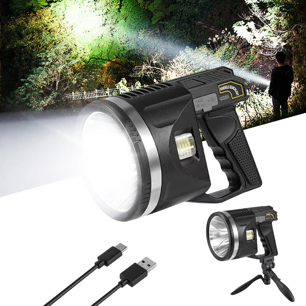 Rechargeable Spotlight LED Handheld Flashlight Super Bright Portable Searchlight Built-in Power Bank, for Outdoor Camping Daily
Rechargeable Spotlight LED Handheld Flashlight Super Bright Portable Searchlight Built-in Power Bank, for Outdoor Camping Daily