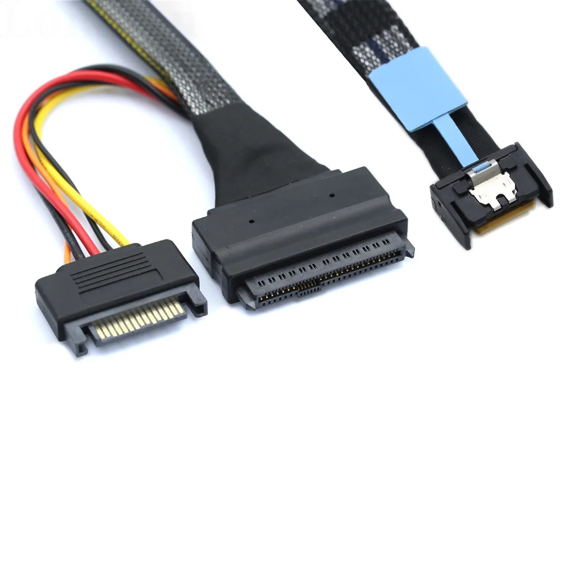 Gen5 MCIO Slimline SFF-8654 4I to SAS 8639 U.2 Adapter Cable + 15P SATA Power Cable Converter Wire Cord 1m
Gen5 MCIO Slimline SFF-8654 4I to SAS 8639 U.2 Adapter Cable + 15P SATA Power Cable Converter Wire Cord 1m