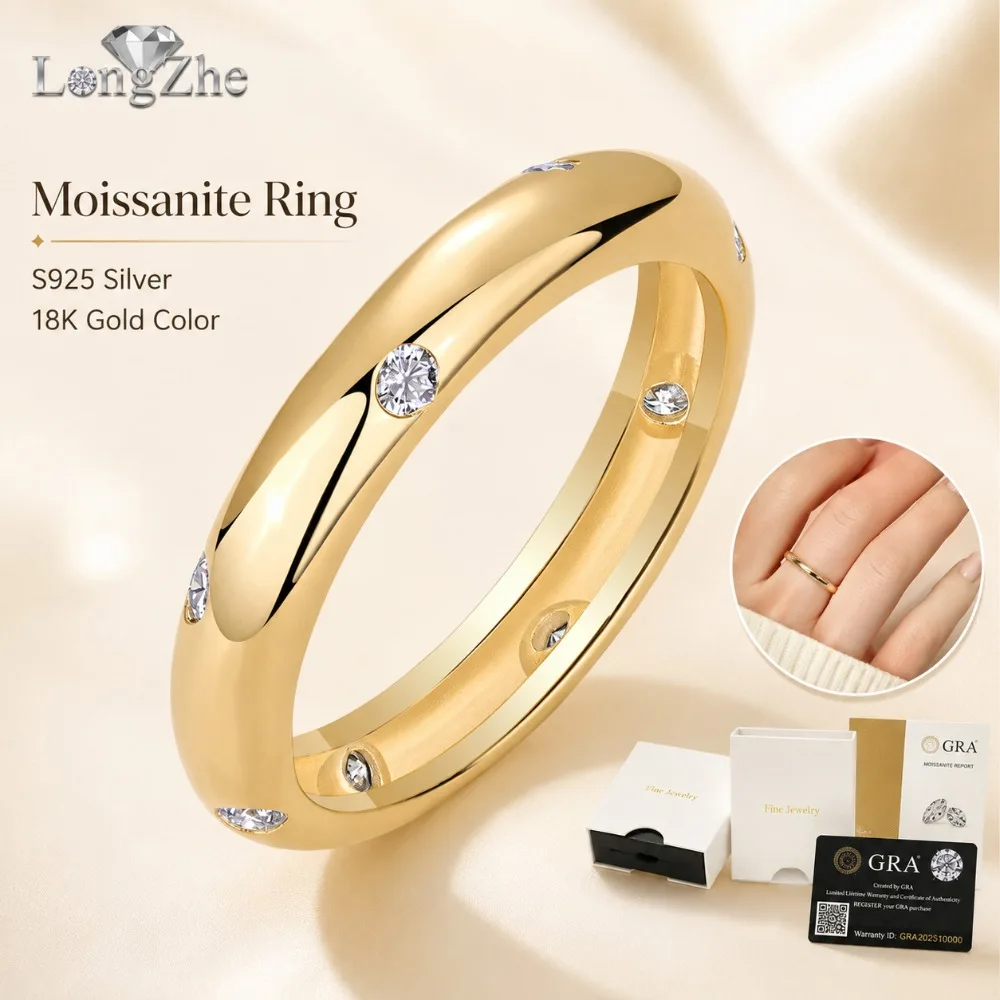 Moissanite Ring for Women S925 Sterling Silver Gold Plated 2.0mm 8 Stones GRA Certified Band Wedding Fine Jewelry Gift
Moissanite Ring for Women S925 Sterling Silver Gold Plated 2.0mm 8 Stones GRA Certified Band Wedding Fine Jewelry Gift