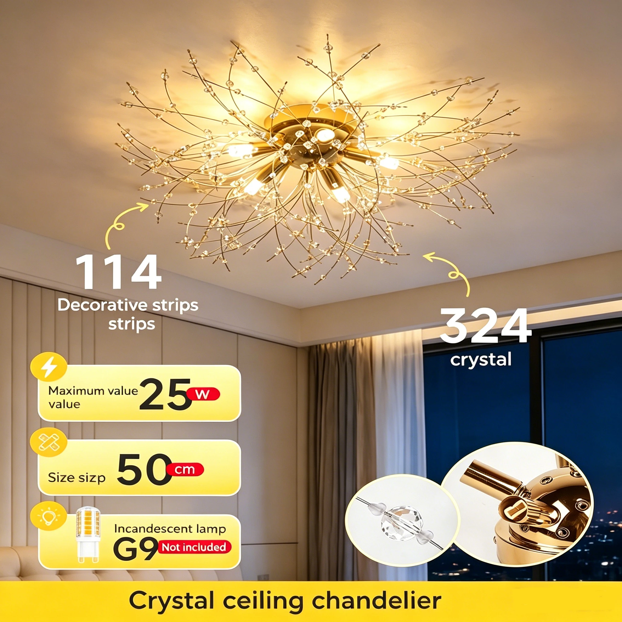 Dandelion Crystal Chandelier Nordic Modern G9 Bulb Ceiling Lamp for Bedroom Kitchen Living room pendant Lights Fixture
Dandelion Crystal Chandelier Nordic Modern G9 Bulb Ceiling Lamp for Bedroom Kitchen Living room pendant Lights Fixture
