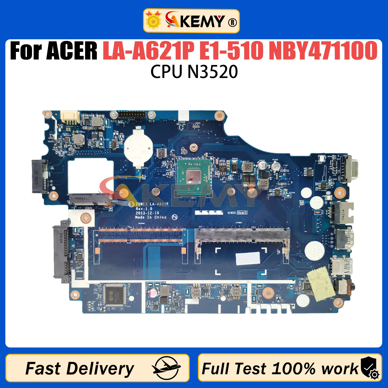 Материнская плата AKEMY для ноутбука ACER LA-A621P, стандартная материнская плата для ноутбука NBY471100, процессор N3520 100% протестирован
Материнская плата AKEMY для ноутбука ACER LA-A621P, стандартная материнская плата для ноутбука NBY471100, процессор N3520 100% протестирован
