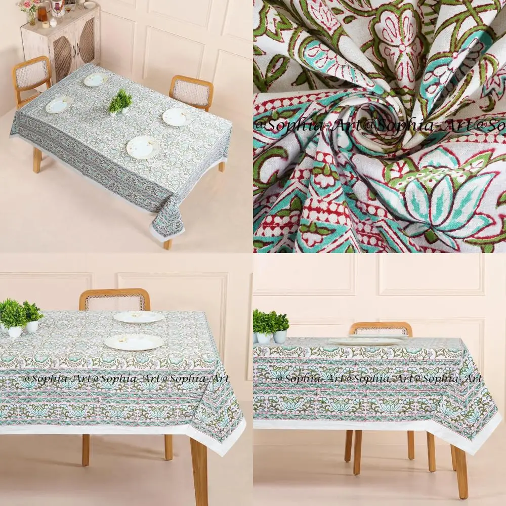 Rectangular Outdoor 6 Seater Cotton Block Printed Tablecloth for Patio, Camping, and Holiday Parties - 60 x 90 Washable
Rectangular Outdoor 6 Seater Cotton Block Printed Tablecloth for Patio, Camping, and Holiday Parties - 60 x 90 Washable