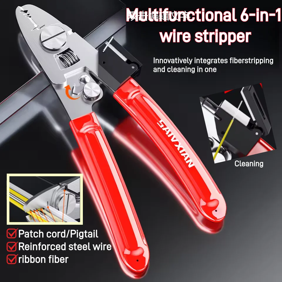 New Multifunctional Fiber Stripper 6in1 with Fiber Cleaner Tool for 3mm Drop Cable 0.9mm Bundle Fiber Pigtails Bare Fiber
New Multifunctional Fiber Stripper 6in1 with Fiber Cleaner Tool for 3mm Drop Cable 0.9mm Bundle Fiber Pigtails Bare Fiber