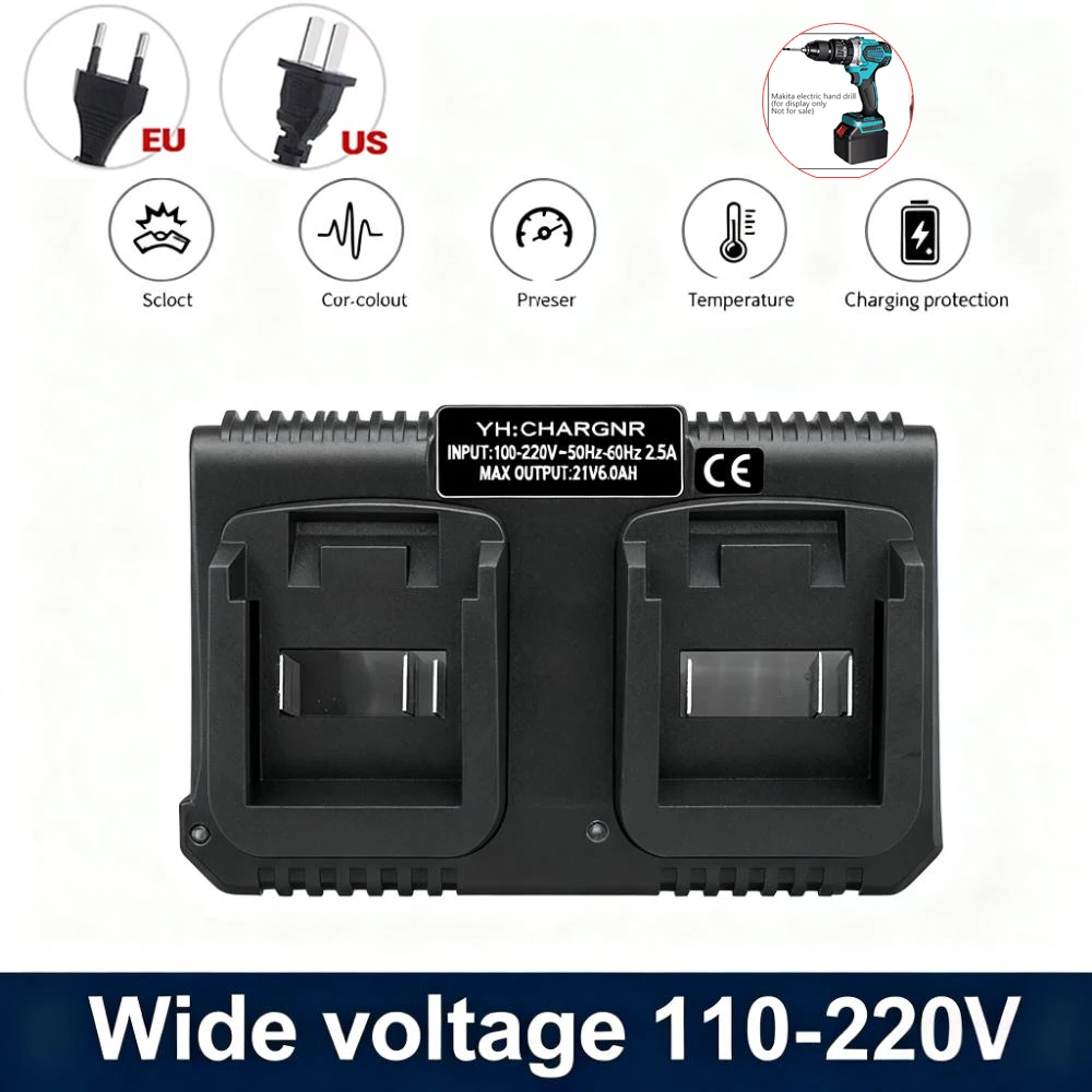 Зарядное устройство для литий-ионного аккумулятора 18 В 21 В, быстрая зарядка, подходит для портативного зарядного устройства для электроинструмента Makita BL1415 BL1815 BL1830 BL1850
Зарядное устройство для литий-ионного аккумулятора 18 В 21 В, быстрая зарядка, подходит для портативного зарядного устройства для электроинструмента Makita BL1415 BL1815 BL1830 BL1850 