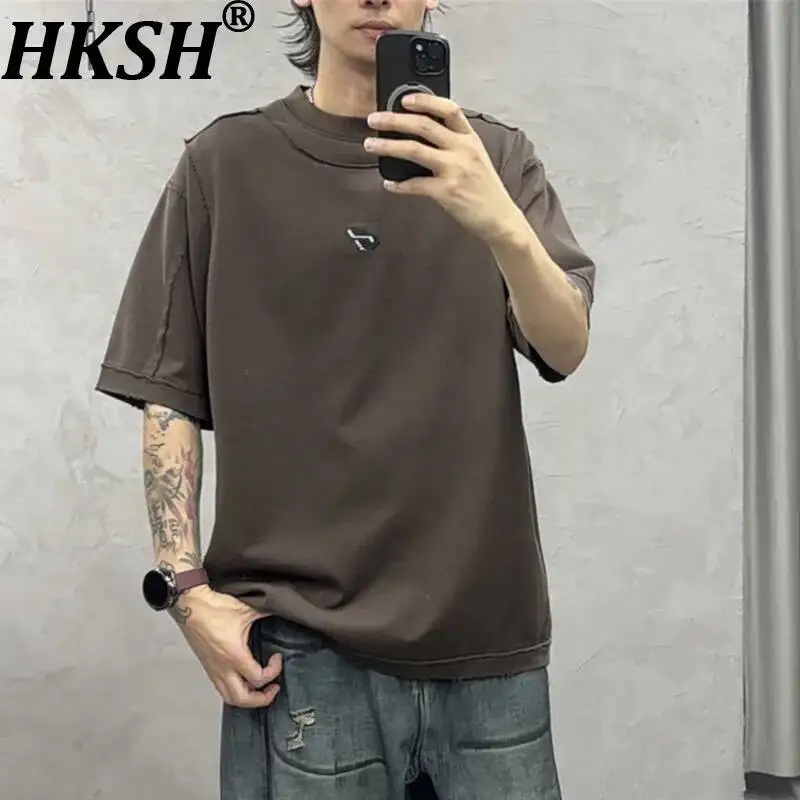 HKSH Summer New Men Tide Embroidered Design Washed Spliced Three-Quarter Sleeve T-shirt Unisex Loose Trendy Tees Top Ins HK22088
HKSH Summer New Men Tide Embroidered Design Washed Spliced Three-Quarter Sleeve T-shirt Unisex Loose Trendy Tees Top Ins HK22088
