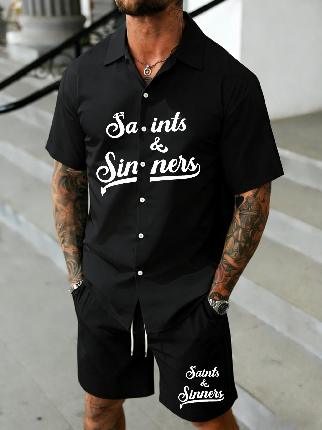 Men's Printed Woven Shorts and Shirt Set Lightweight Comfortable Summer Outfit
Men's Printed Woven Shorts and Shirt Set Lightweight Comfortable Summer Outfit