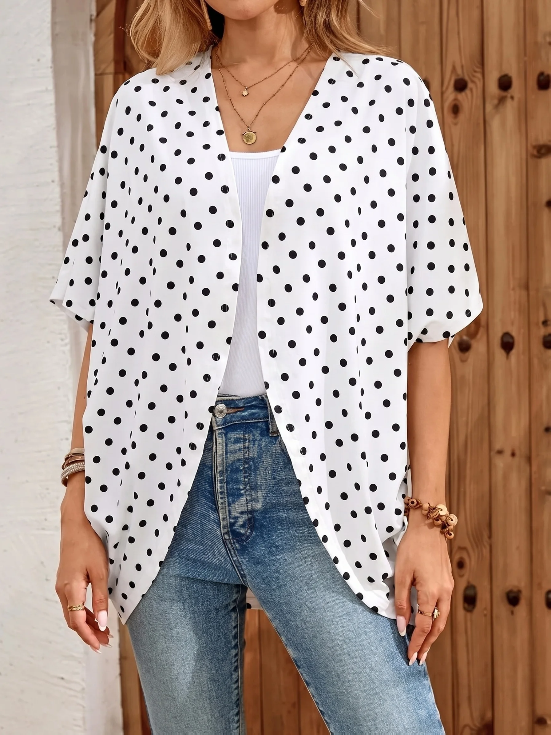 plus Size Ladies Polka Dot Open Cardigan Spring Summer New Style Commute Casual Open Cardigan
plus Size Ladies Polka Dot Open Cardigan Spring Summer New Style Commute Casual Open Cardigan