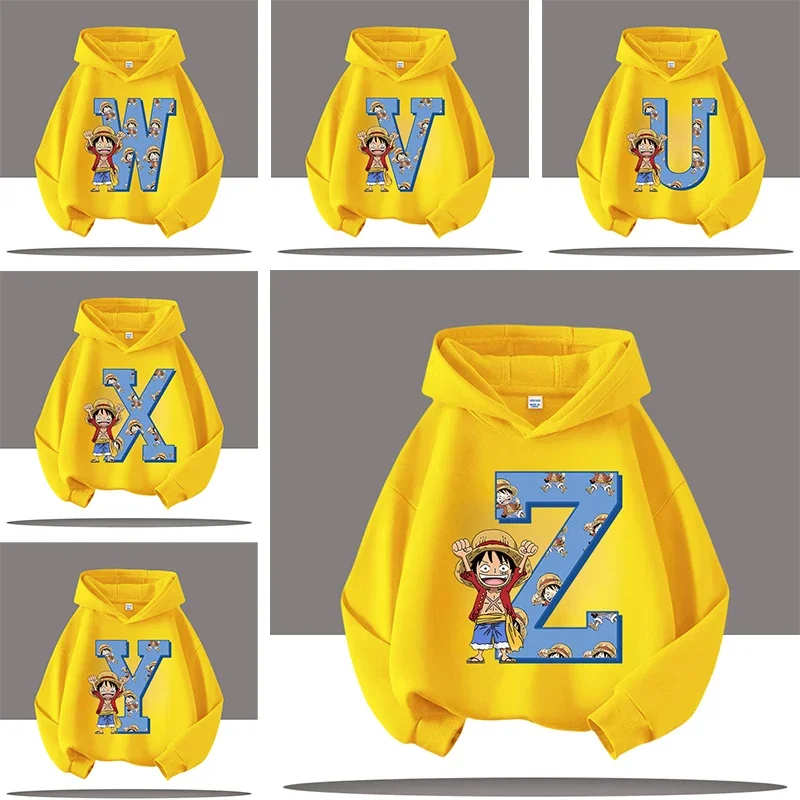2026 Long-sleeved letter A-Z "One Piece" children's hooded sweatshirt with cartoon print, boys' sportswear, girls' casual top
2026 Long-sleeved letter A-Z "One Piece" children's hooded sweatshirt with cartoon print, boys' sportswear, girls' casual top