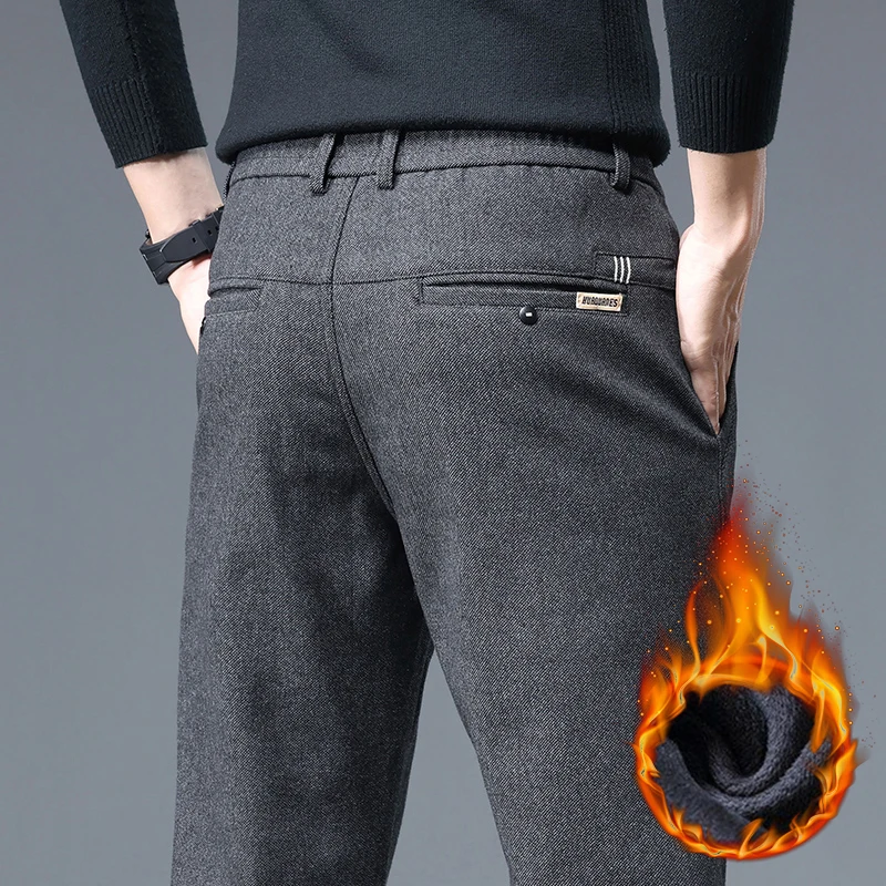Winter Slim Fit Fleece Pants Men Thick Business Straight Pants Warm Brand Comfortable Fashionable Plush Trousers
Winter Slim Fit Fleece Pants Men Thick Business Straight Pants Warm Brand Comfortable Fashionable Plush Trousers