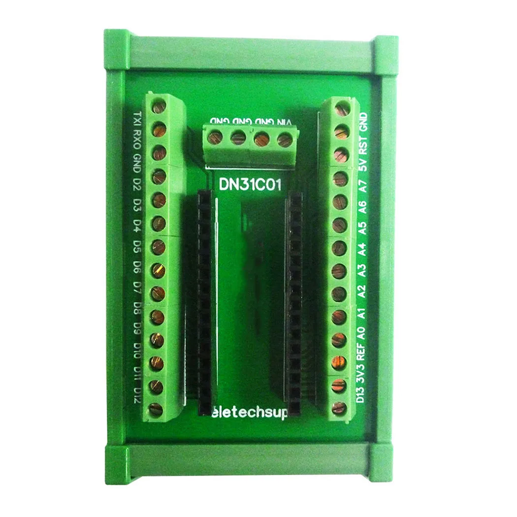 DIN Rail Mount Screw Terminal Block Adapter Module for Arduiuo NANO V3.0 Board - Integrated Circuit Connector
DIN Rail Mount Screw Terminal Block Adapter Module for Arduiuo NANO V3.0 Board - Integrated Circuit Connector