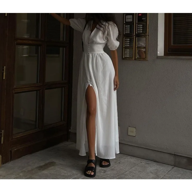 Sexy Single-Breasted White Dress Women Summer 2026 NewElegant Short Sleeve V-Neck Party Dresses Lady Casual Slim Midi Long Skirt
Sexy Single-Breasted White Dress Women Summer 2026 NewElegant Short Sleeve V-Neck Party Dresses Lady Casual Slim Midi Long Skirt