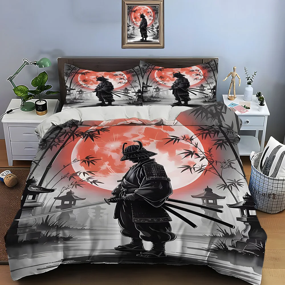 Japanese samurai Red Moon Bamboo ForestBedding Set for Kids Luxury Gift 3pcs Digital Print Comforter Set Soft Comfortable
Japanese samurai Red Moon Bamboo ForestBedding Set for Kids Luxury Gift 3pcs Digital Print Comforter Set Soft Comfortable