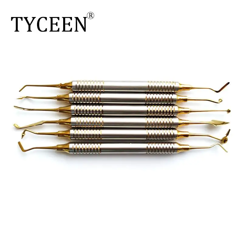 6pcs Dental Composite Resin Filling Spatula Titanium plated Head Resin Filler Set thick handle Restoration set Dental Instrument
6pcs Dental Composite Resin Filling Spatula Titanium plated Head Resin Filler Set thick handle Restoration set Dental Instrument