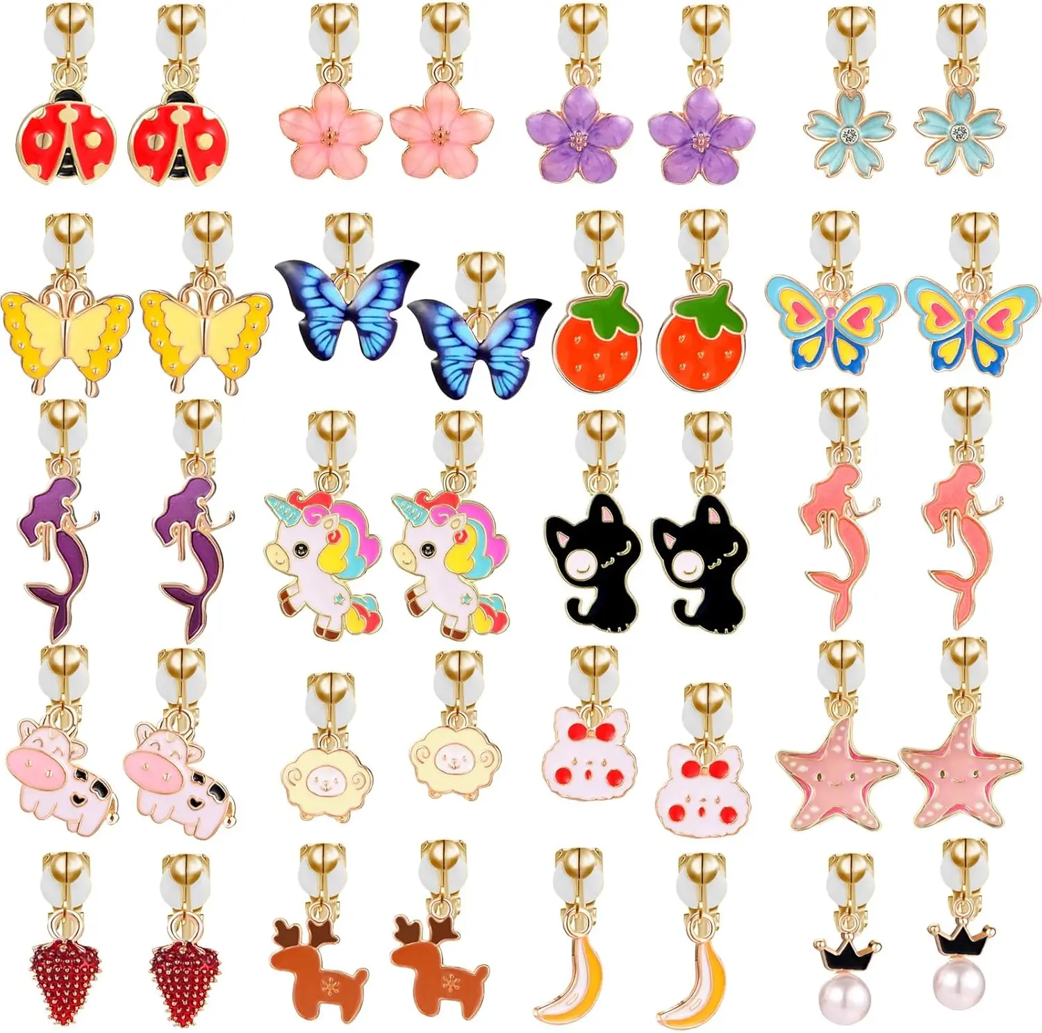 20 Pairs Clip on Earrings Pack - Cute Animal Designs, Non-Pierced for women with No Ear Holes,Cute
20 Pairs Clip on Earrings Pack - Cute Animal Designs, Non-Pierced for women with No Ear Holes,Cute