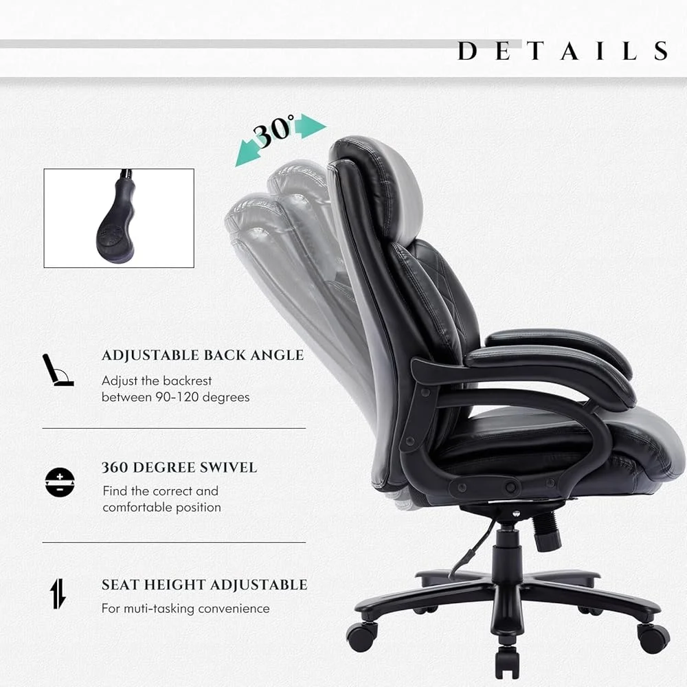 Big and Tall Office Chair 400lbs Heavy Duty Ergonomic Leather Executive Desk Chair High Back Comfortable Rocking Adjustable Seat
Big and Tall Office Chair 400lbs Heavy Duty Ergonomic Leather Executive Desk Chair High Back Comfortable Rocking Adjustable Seat