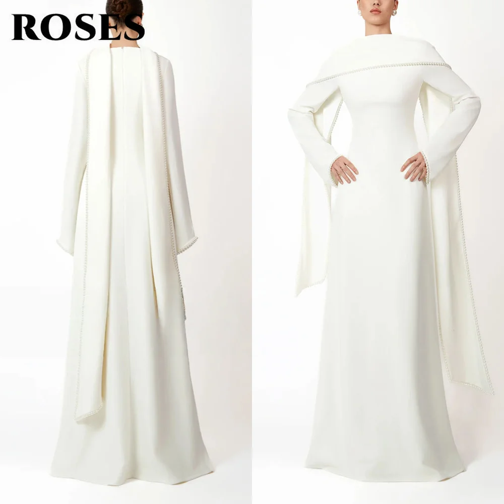ROSES White Regal Minimalism Party Dress High-Neck Satin Evening Dresses with Draped Shawl Sleeves and Beaded Edges Customized
ROSES White Regal Minimalism Party Dress High-Neck Satin Evening Dresses with Draped Shawl Sleeves and Beaded Edges Customized