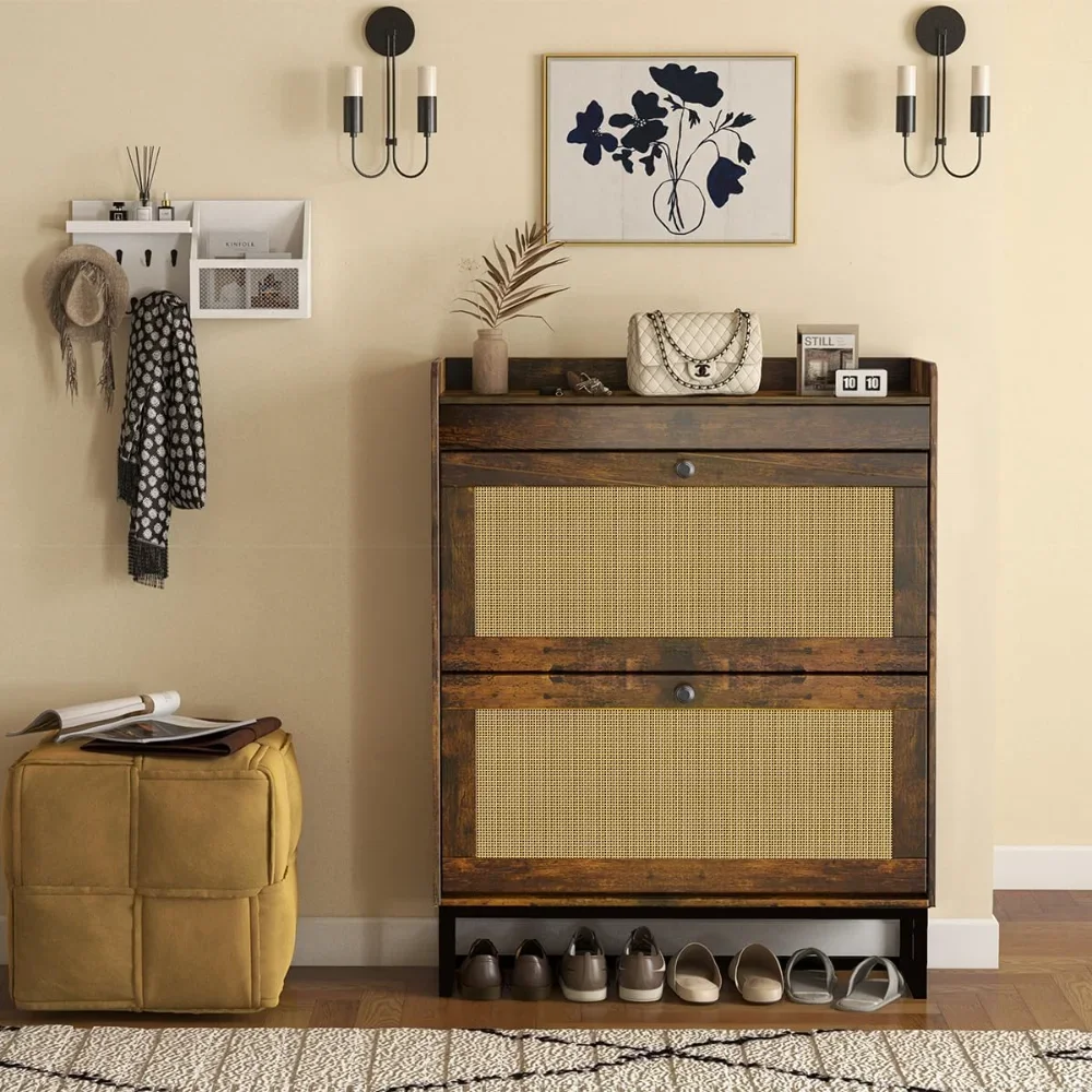 Shoe Storage Cabinet with 2 Flip Drawers,Rattan Shoe Storage Organizer with Metal Legs for Entryway
Shoe Storage Cabinet with 2 Flip Drawers,Rattan Shoe Storage Organizer with Metal Legs for Entryway