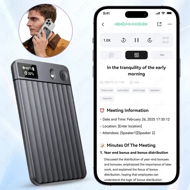 8GB AI Digital Voice Recorder with 0.5-inch Display Screen Real-Time Transcription Translation Summarization Device for Meeting
8GB AI Digital Voice Recorder with 0.5-inch Display Screen Real-Time Transcription Translation Summarization Device for Meeting