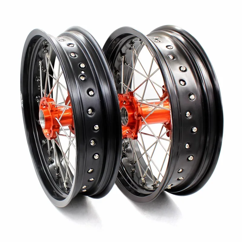 【2025】 17-дюймовый комплект колес Supermoto, совместимый с KTM 125 250 450 530cc EXC SXF 2003-2024, оранжевая ступица, черный обод
【2025】 17-дюймовый комплект колес Supermoto, совместимый с KTM 125 250 450 530cc EXC SXF 2003-2024, оранжевая ступица, черный обод