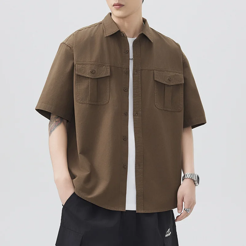 UNITIM Man Summer Cargo Shirts Streetwear Turn Down Collar Men T-shirts Vintage Simple Solid Pocket Loose Casual Male Top
UNITIM Man Summer Cargo Shirts Streetwear Turn Down Collar Men T-shirts Vintage Simple Solid Pocket Loose Casual Male Top